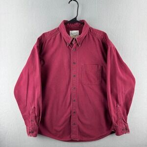 Vintage Johnson Woolen Mills Shirt Mens Large Red Cotton Long Sleeve Button  USA